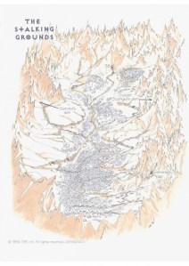 Spilleders kort over dalen i Carceri. Numrene angiver steder med møder/scener, men karaktererne skal stadig vade tilfældigt rundt for at rende ind i scenerne.