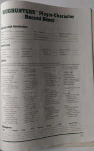 Karakterarket fra Bughunters. Masser af skills, men alligevel ikke videre fleksibelt i sin opbygning.