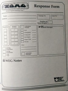 Skemaet til indrapportering af spillet, som påvirker den fælles meta-kampagne.