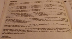 Forordet fra regelbogen indeholder et tidligt blik tilbage på hobbyen, som var knap syv år på dette tidspunkt.