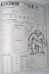 ElfQuest er rollespillet med flest karakterark, fordi man skal kunne vælge forskellige racer, køn og positurer for ens karaktertegning - her var blot tre eksempler.