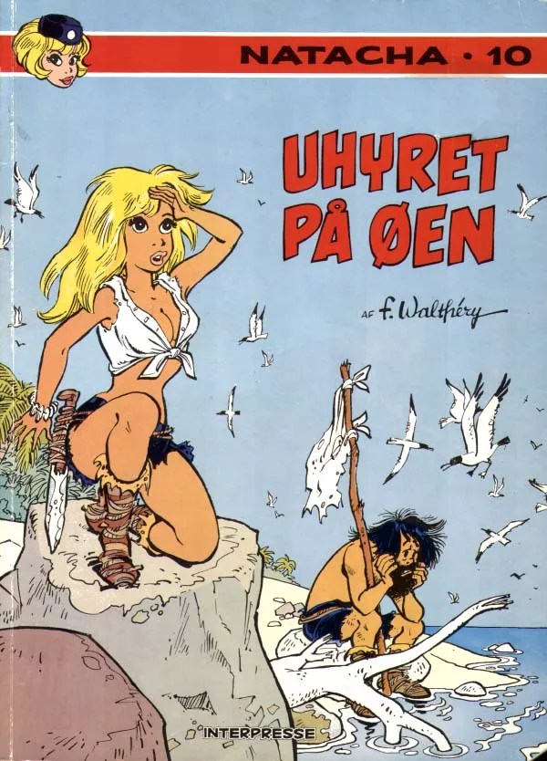 Omslaget til tegneserien Natacha #10 "Uhyret på øen" fra 1984